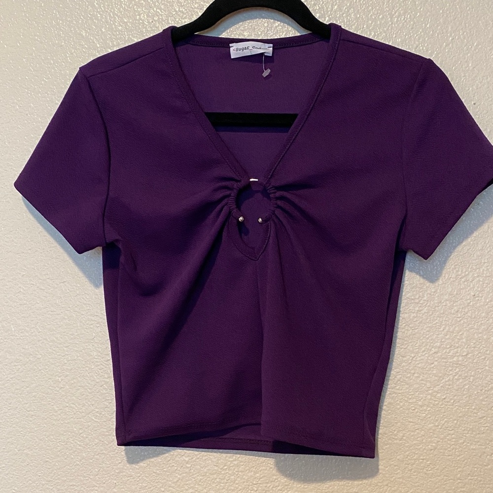 Sugar Coded Chic Purple Ruched Blouse
